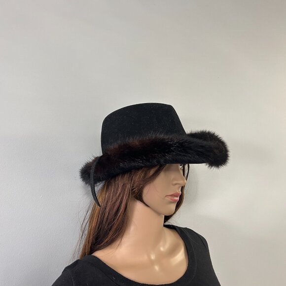 Vintage Western Style Black Hat W/Fur Trim Geo W. Bollman & Co-Mr. John Jr main image 6